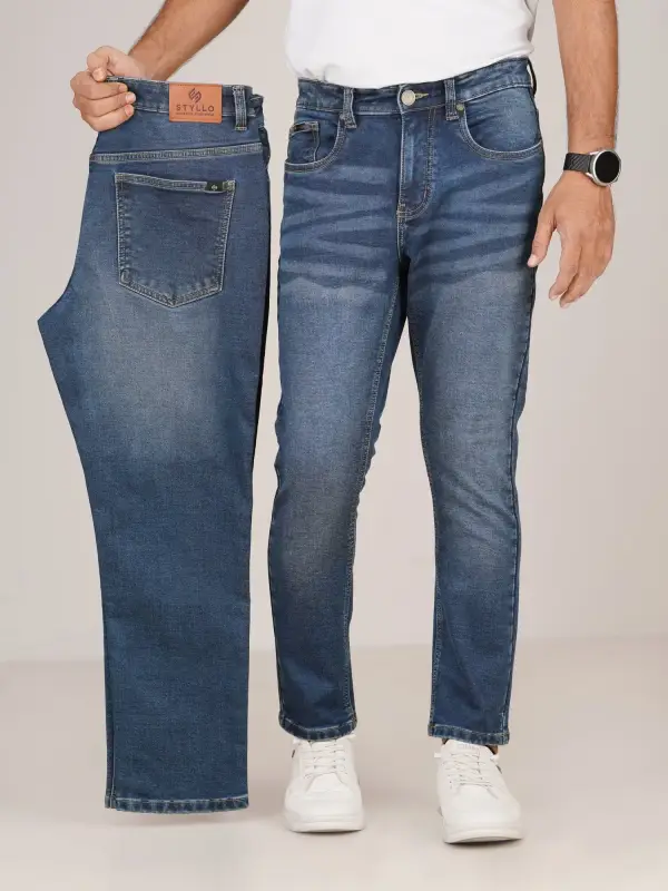 Dark Blue -stretch dobby jeans