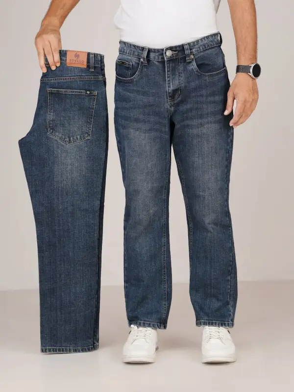 Medium Blue – stretch slub denim jeans
